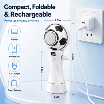 2026 Portable Turbo Cooling Fan, Soccer Ball Handheld Neck Fan, Rechargeable Mini High Speed Fan for Outdoor Travel
