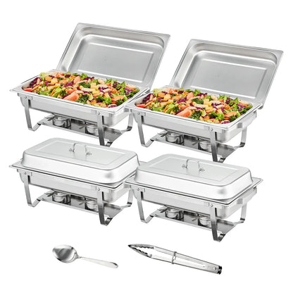 Singweller 2/4/6 Packs 8QT Rectangle Chafing Dish w/ Full Size Pans Buffet Catering Warmer Server Folding Stand Fuel Holder Tray