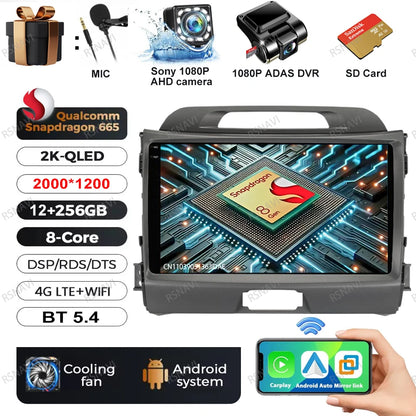 Car Radio Android 15 For KIA Sportage 2010 2011 2012 2013 2014 2015 2016 5G WIFI Qualcomm Navigation DSP Stereo Multimedia GPS