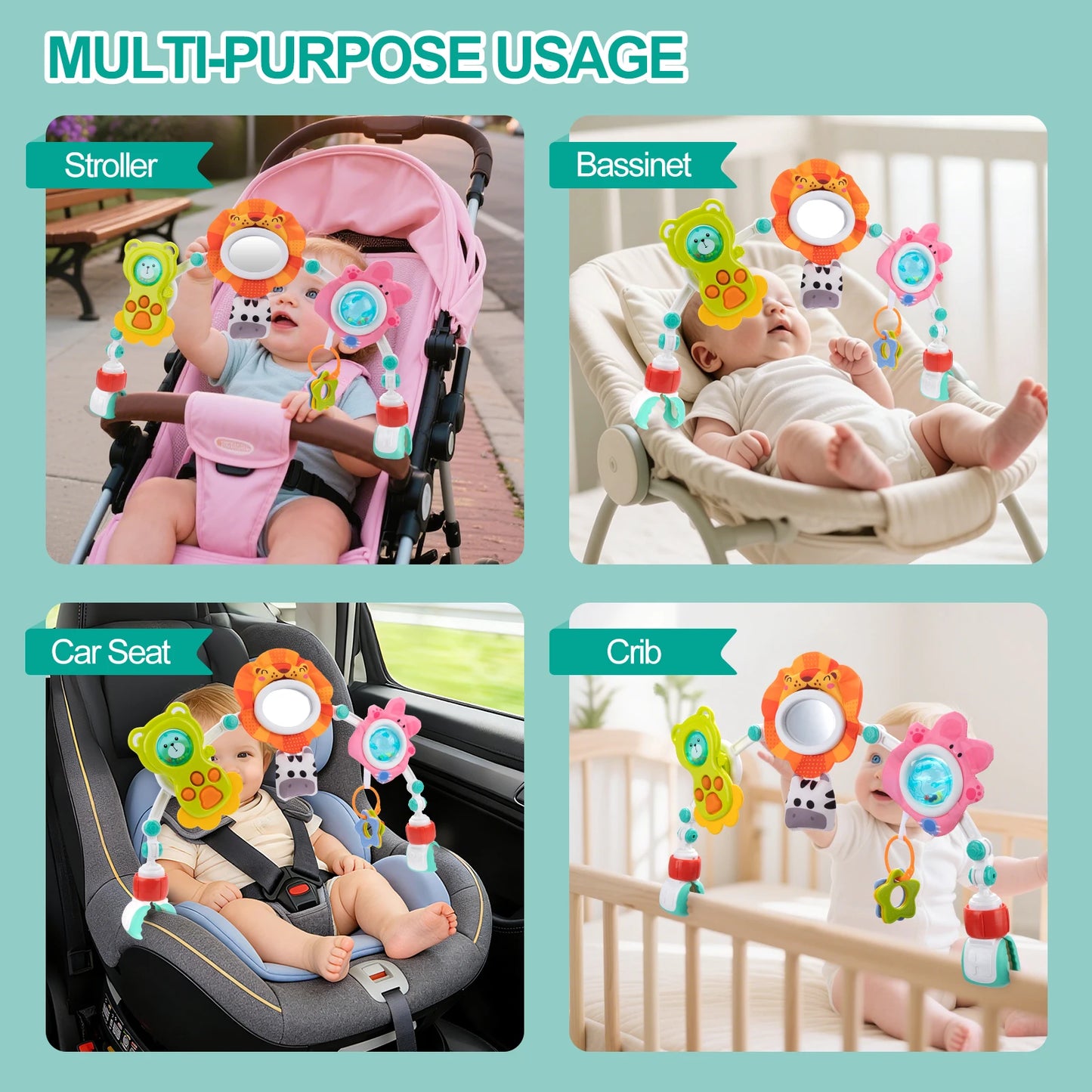 Baby Stroller Arch Toys Pram Activity Arch Toys Development Arch Baby Car Seat Toys Bouncer Toy Sensory  Fine Motor Skills Toys