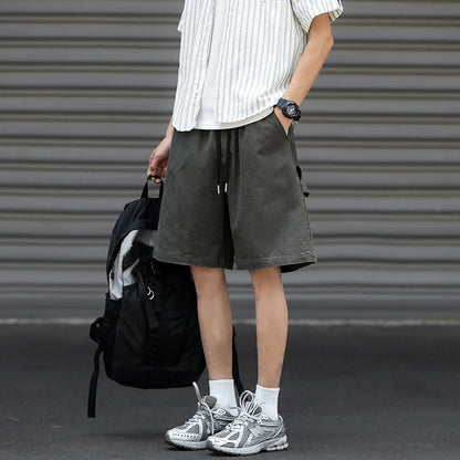 American High Street Cargo Shorts for Men Summer Japanese Retro Five-point Pants Pure Cotton Loose Tooling Outdoor Hiking Pants