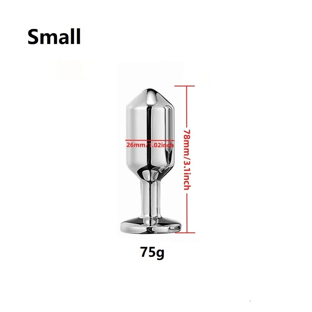 Metal Anal Beads Butt Plug Set Small Medium Large Anal Plug Silicone Base Wearable Sex Toy For Man Woman