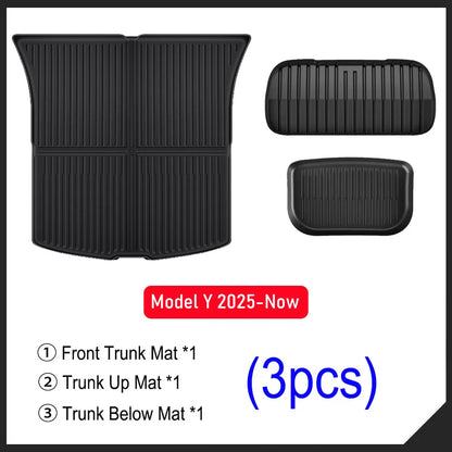For 2025 2026 Tesla Model Y Juniper Trunk Mats Rear Seat Backrest Cover Protective Pad Frunk Cargo Liners Kick Pads Accessories