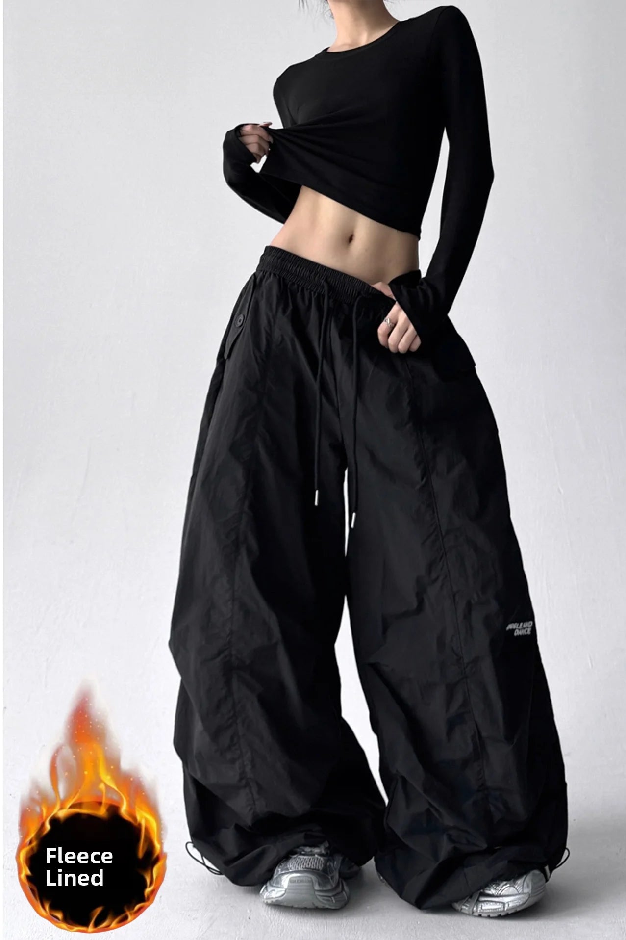 American Style High Waist Quick Dry Wide Leg Pants Women's Spicy Girl Slimming Casual Paratrooper Workwear Trendy White