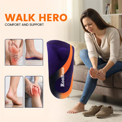1Pair Orthotic Shoe Insoles with High Arch Support, Shock Absorbing Anti-Fatigue Inserts for Walking Running Standing All Day