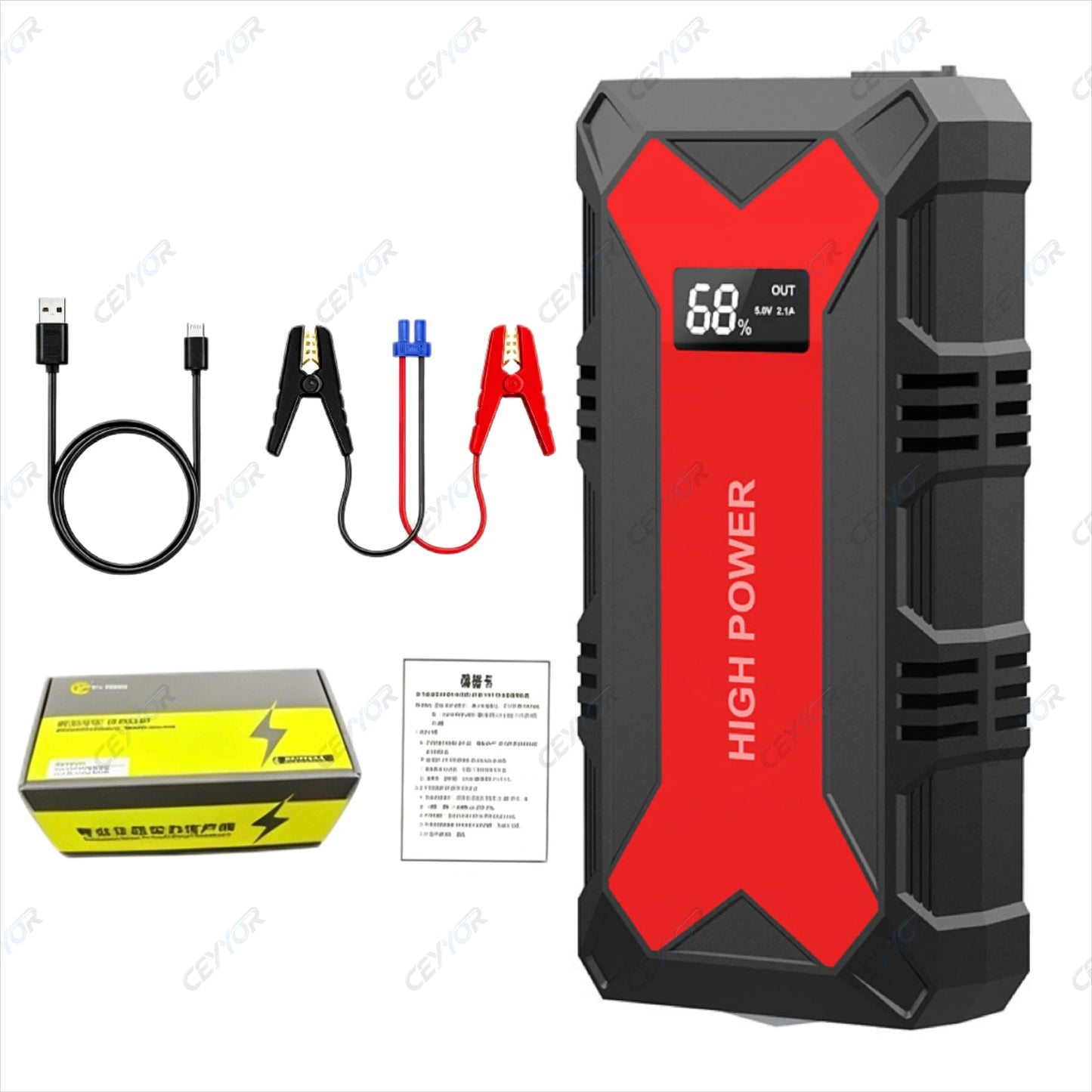 CEYYOR 12V 3IN1 Booster Jump Starter for Petrol Diesel Car.Portable Jump Starter Car Battery with LED Light and USB Port,점프스타터