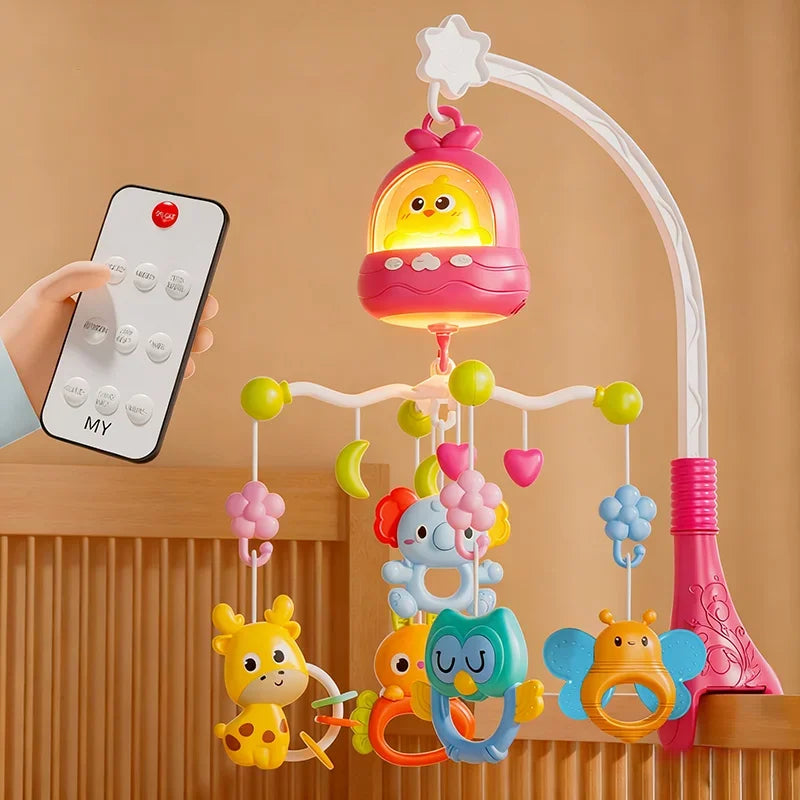 360° Bird Musical Remote Control Baby Crib Mobile Rotating Soft Light Bed Bell Toy Timing Hanging Infant Newborn Bedside Gift