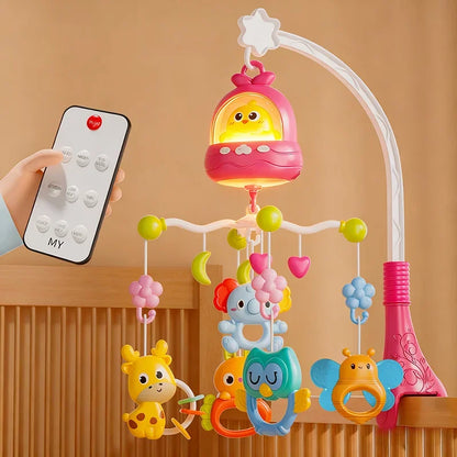 360° Bird Musical Remote Control Baby Crib Mobile Rotating Soft Light Bed Bell Toy Timing Hanging Infant Newborn Bedside Gift