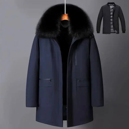 Luxury High Quality Men's Mid-Length Down Jacket Parka Winter Coat Thicken Warm  White Duck Down Plus Size Down Jacket Men Trend