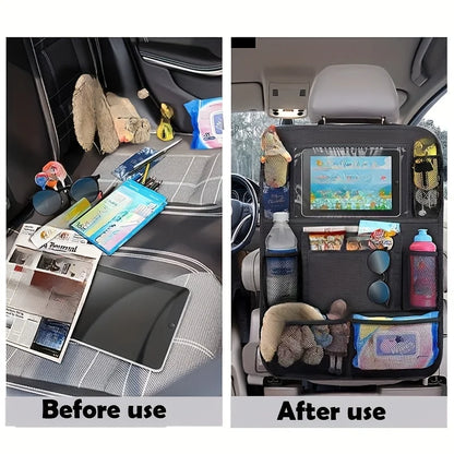 Car Backseat Organizer with Tablet Holder,1PC Kick Mats Back Seat Protector with 9 Storage Pockets Travel Accessories