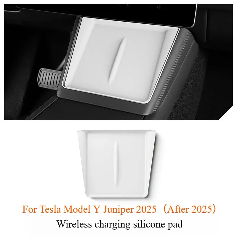 For Tesla Model Y Juniper 2025 White Interior Accessories Center Control Armrest Box Organizer Storage Box Cup Holder New Model3