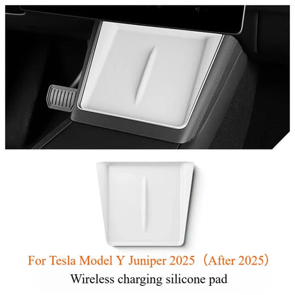 For Tesla Model Y Juniper 2025 White Interior Accessories Center Control Armrest Box Organizer Storage Box Cup Holder New Model3