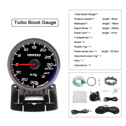 CNSPEED 2.5" 60mm New Boost Gauge Exhaust Gas Car Temperature Gauge Oil Pressure Water Temperature Oil Temperature Voltage Meter