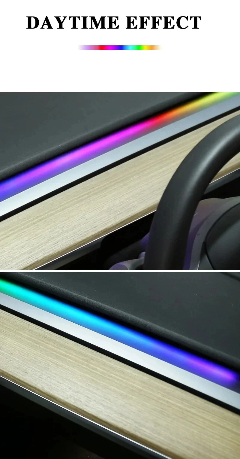 For Tesla Model 3 Model Y Car Ambient Light 60 Seconds Automatic OFF Module With USB Expansion Dock RGB APP Dashboard Lighting