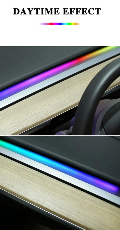 For Tesla Model 3 Model Y Car Ambient Light 60 Seconds Automatic OFF Module With USB Expansion Dock RGB APP Dashboard Lighting