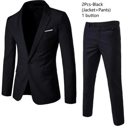 Men Suits Wedding 3 Pieces Elegant 2 Outfit Set Blazers Fashion  Business Classic Jackets Vest Pants 2024 Formal Clothing
