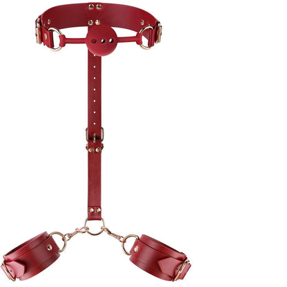 Adjustable BDSM Handcuffs Ankle Bondage Kit Adult Fetish Restraint Set with Harness Bar for Couples Sexual Games