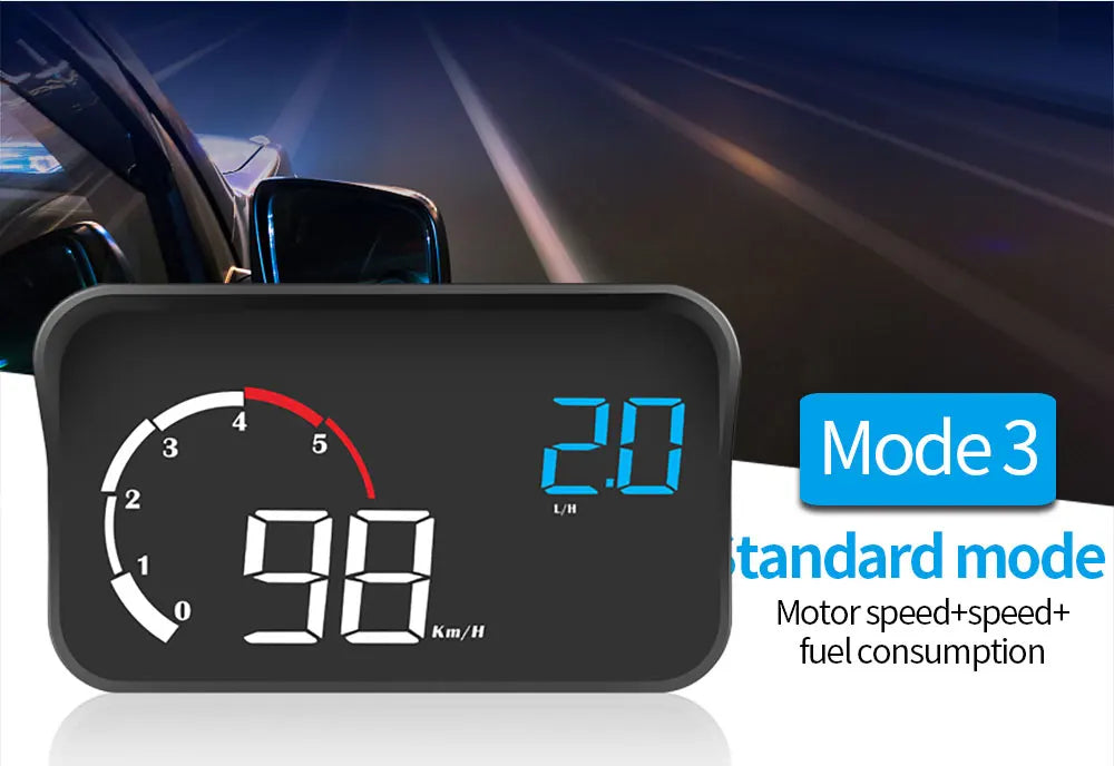 Car M10 Hud Display OBD2 HUD Head Up Display Km/H Speedometer Windshield Projection Overspeed Warning Digital On Board Computer