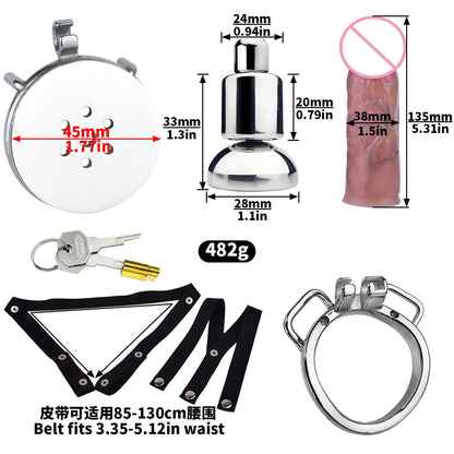 FRKO Flat Inverted Chastity Cage With Detachable Silicone Skin Feeling Dildo Bondage Belt CBT Adlt Games Cocklock Sex Toys Gays