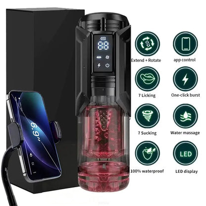 APP LED Automatic Male Masturbator Cup 7 Sucking Rotating Licking Thusting Modes Pocket Pussy Stroker Blowjob Sex Toys For Men