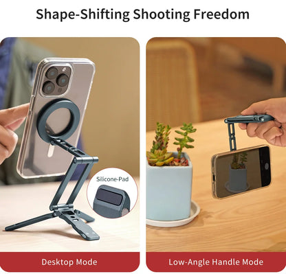 COBONE Magnetic Phone Tripod Holder Foldable Adjustable with Arca-Swiss for Phone Vlog Portable Desktop Phone Mount for Travel