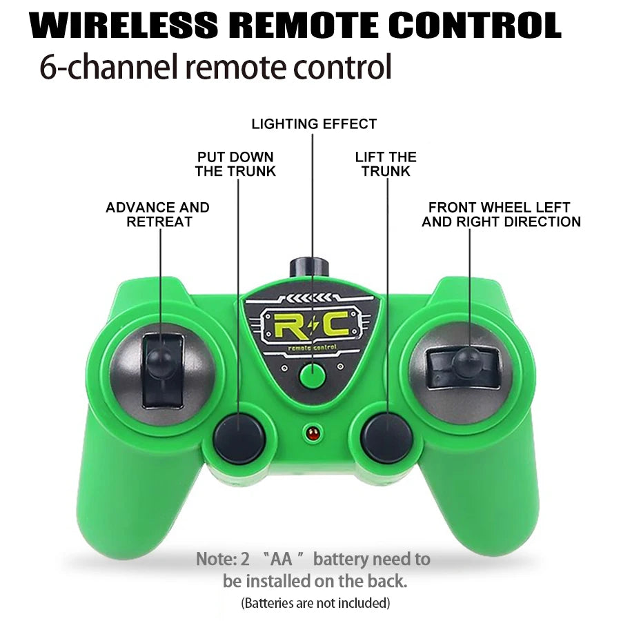 Remote control sanitation vehicle charging children's dump truck toy, RC remote control truck toy with light/sound effects