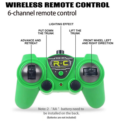 Remote control sanitation vehicle charging children's dump truck toy, RC remote control truck toy with light/sound effects