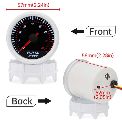 Tachometer For 12V Car 52mm Universal Smoke Len RPM Turbo Boost Gauge 2 Bar PSI Water Temp Meter Oil Pressure Gauge  Tacho