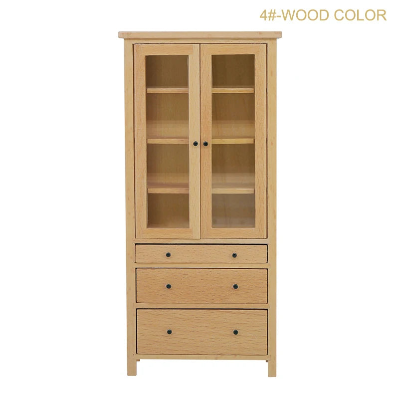 1Pcs Dollhouse Miniature furniture Bookcase Display Shelf Modern Style Wood Bookcase Doll House Toys