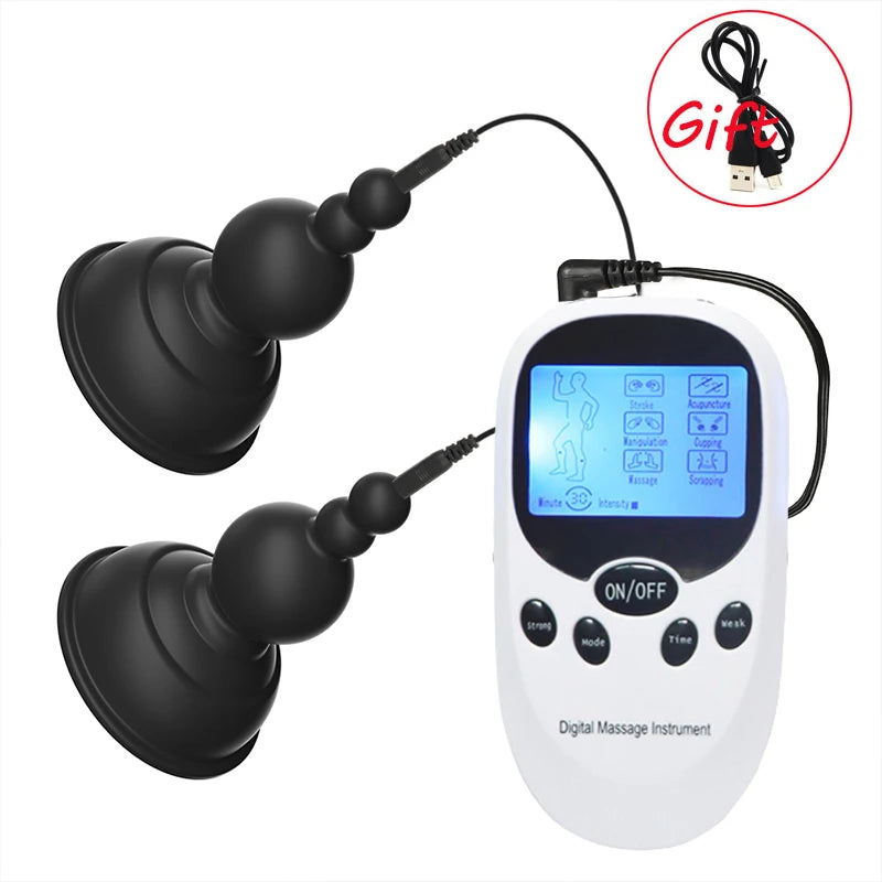 Electric Shock Nipple Sucker Clamps Electro Stimulator Adult Stimulator BDSM Sex Toys For Women Couples Female