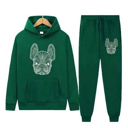 Men's and women's printed hooded sweatshirts and pants animal paw printed sportswear running autumn and winter casual fashion