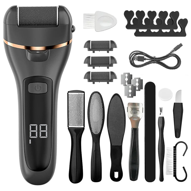 19in1 USB Rechargeable Electric Feet Callus Remover, Portable Electric foot grinder set, Ideal Gift - Professional Pedicure Tool