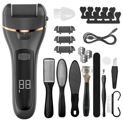 19in1 USB Rechargeable Electric Feet Callus Remover, Portable Electric foot grinder set, Ideal Gift - Professional Pedicure Tool