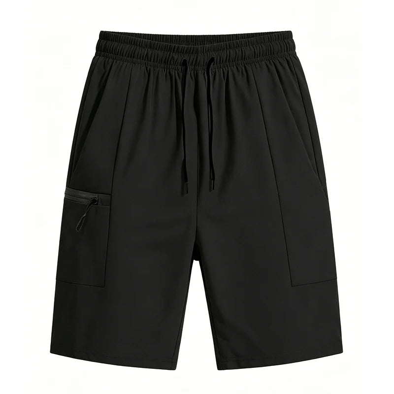Men Sports Cargo Shorts Summer Elastic Drawstring Waist Loose Fit Zipper Side Pockets Gym Workout Daily Outdoor Street Bottoms