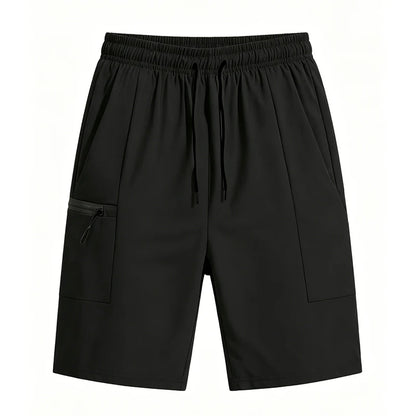 Men Sports Cargo Shorts Summer Elastic Drawstring Waist Loose Fit Zipper Side Pockets Gym Workout Daily Outdoor Street Bottoms