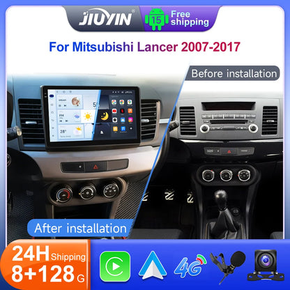 JIUYIN 10.1" Android 15 Car Radio For Mitsubishi Lancer 2007 - 2017 CarPlay Android Auto GPS 4G Multimedia Stereo Navigation