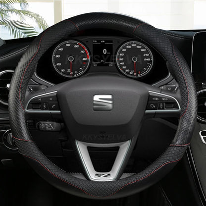 Carbon Fiber+Leather Car Steering Wheel Cover Non-Slip 38cm For Seat Tarraco Arona Ateca Ibiza Toledo Mii Leon Arosa Exeo ST FR