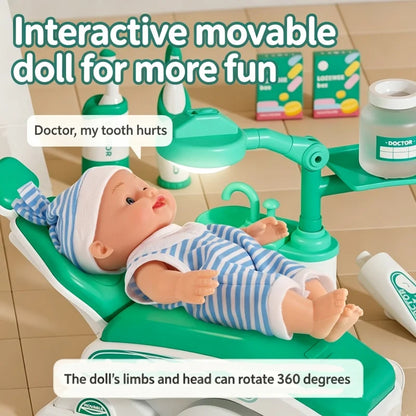 Kids Dental Pretend Play Set Simulation Dentist Chair Medical Role‑play Toys for Girls Boys Birthday Gift