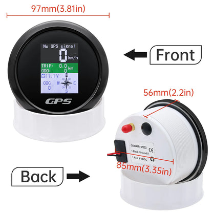 85mm Digital GPS Speedometer Odometer with GPS Antenna TFT Screen Waterproof Voltmeter Universal for 12V 24V Car Boat Motorcycle
