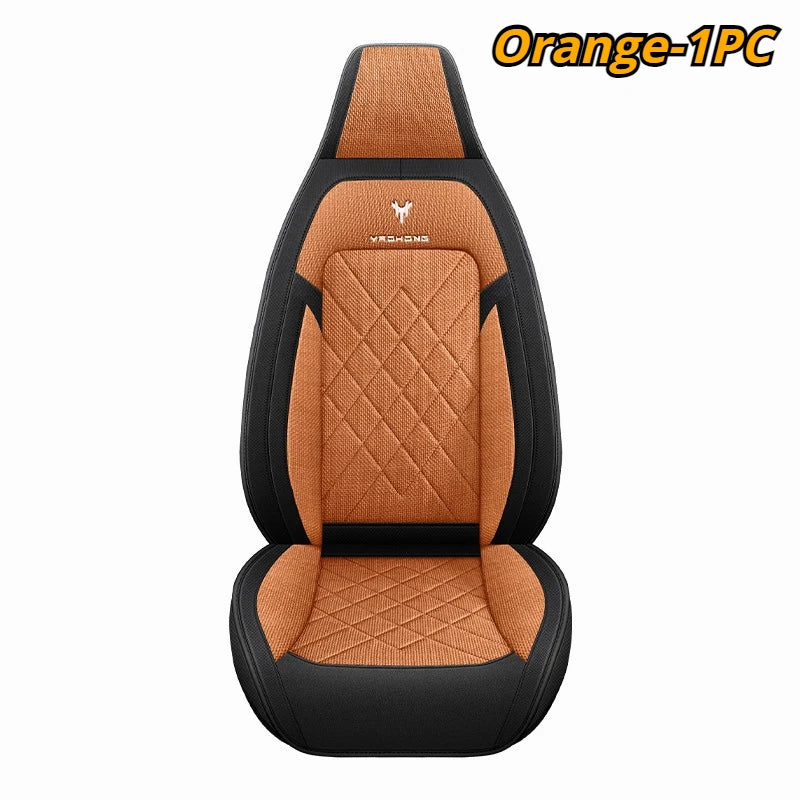 1pc Hooded Car Seat Cover - Premium Linen Texture for All-Season Comfort & Breathability, Universal Design for Sedans, SUVs