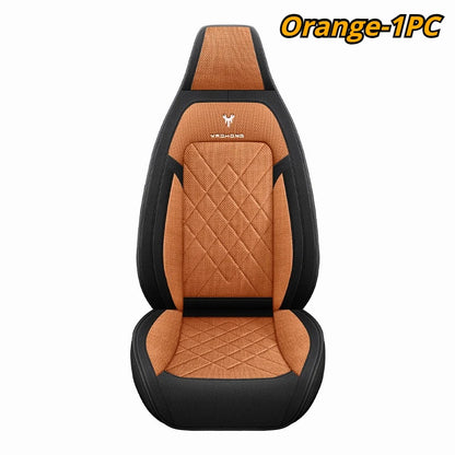1pc Hooded Car Seat Cover - Premium Linen Texture for All-Season Comfort & Breathability, Universal Design for Sedans, SUVs