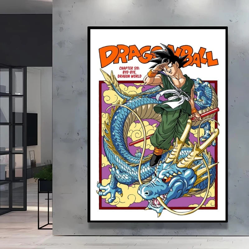 Dragon Ball Poster Super Saiyan Wall Art Goku Themed Painting Vivid Battle Design Durable Canvas Perfect for Anime Room Decor