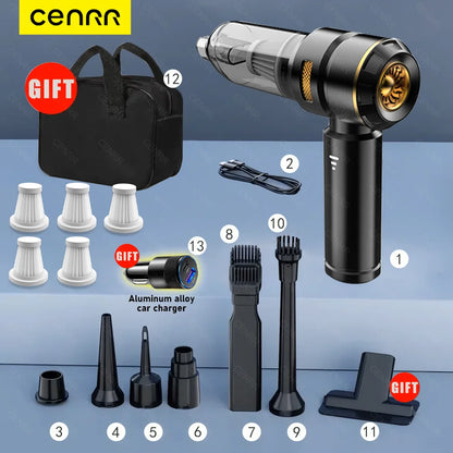 CENRR 998000PA Car Vacuum Cleaner Portable Powerful HandHeld Car Cleaner Dust Display Lamp Strong Suction Air Gun