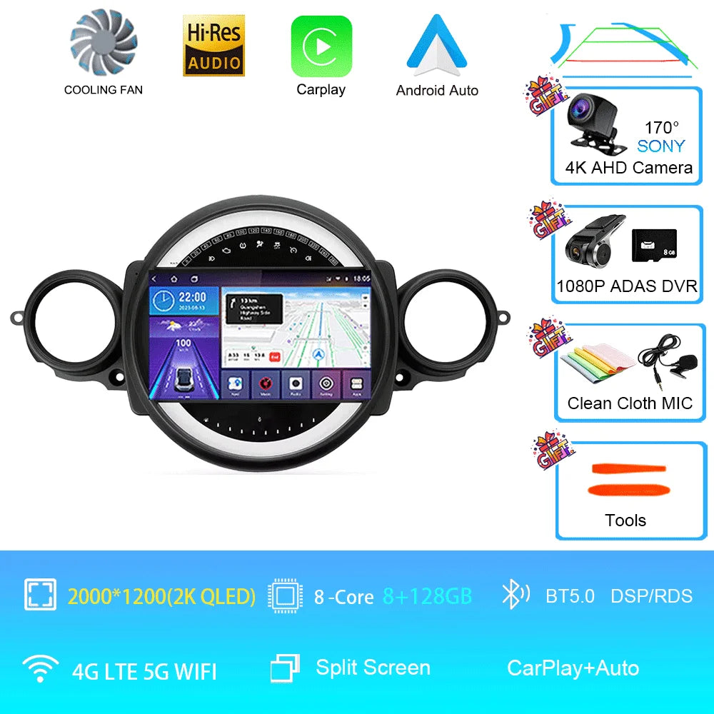 Car Radio Android 16 For BMW Mini Cooper R56 R60 R51 2006 - 2015 GPS Carplay Navigation Stereo Auto DSP BT DVD Multimedia Player