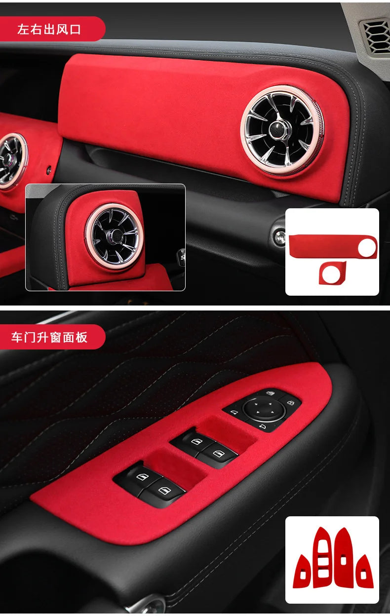 TOP Suede Car Interior Panel Trim Decoration For Great Wall WEY Tank 300 2021 2022 2023 Gear Shift Cover Modification Accessory