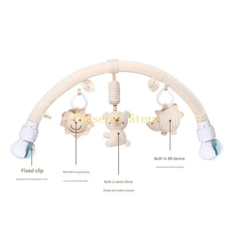 Soft Plush Baby Stroller Hanging Bell Toy Organic Cotton Infant Crib Mobile Machine Washable Sensory Development Activity