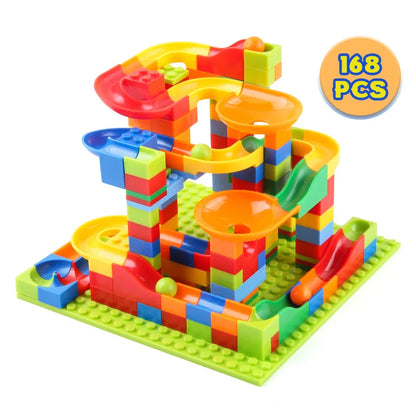 84-504PCS Marble Race Run Block Small Size Building Blocks Funnel Slide Blocks DIY Creative Bricks Assemble Toys Gifts