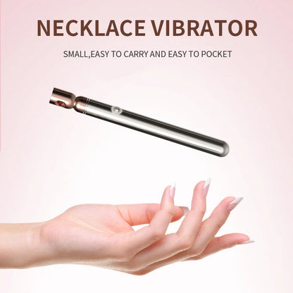 Necklace Bullet Vibrators Rechargeable Portable Stainless Steel Sliver Vibrating Pendant Massager Discreet Sex Toys For Women