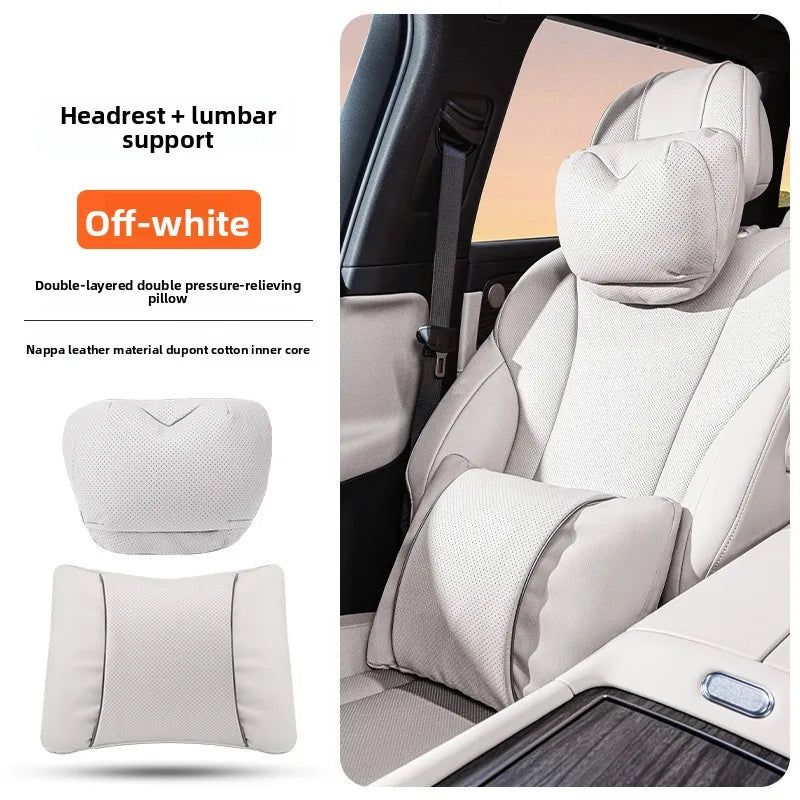 High Quality Universal Car Headrest Cushion Car Seat Neck Pillow High-grade Leather Breathable Lumbar Support Car Pillow