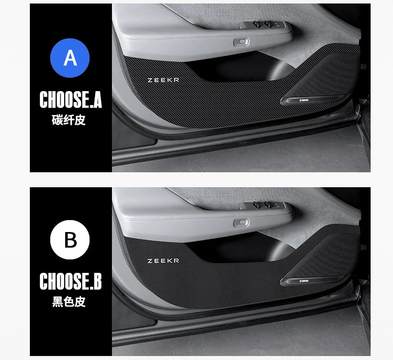 For Zeekr 001 2024 2025，Leather Car Door Anti-kick Pad Front Rear Door Protective Pad Threshold Bar Car Modification Accessories